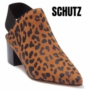 NEW Schutz Leopard Print Suede Leather Slingback Mule Women’s Shoes Size 40EU